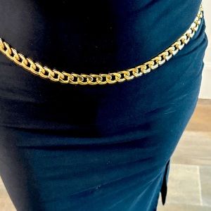 CHIC GOLD CUBIN CHAIN BELT 1/2” thick adjustable
